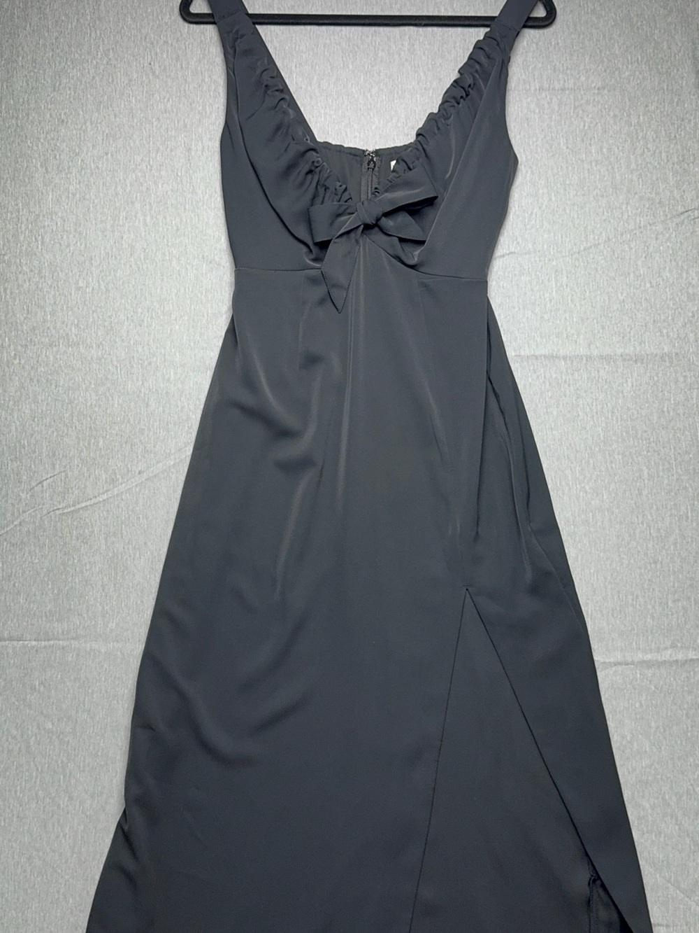 Abercrombie & Fitch Black Midi Dress with Front Tie and Slit NWT